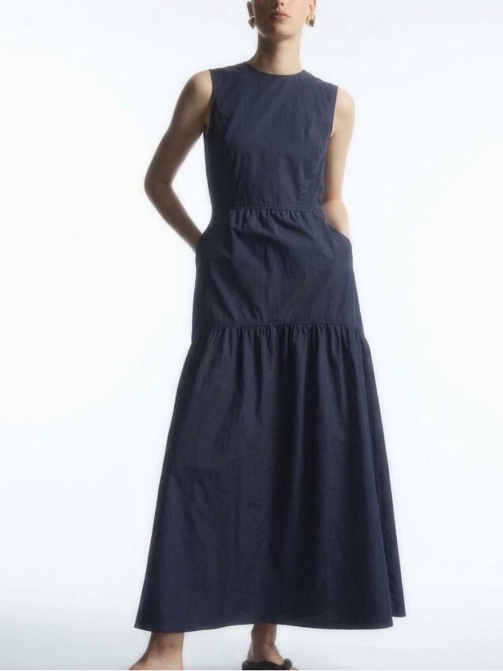 Cos Navy Tiered Maxi Dress